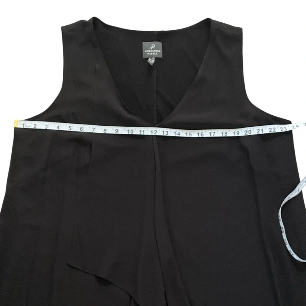 ADRIANNA PAPELL Black Sleeveless Midi Dress waterfall sheer high low hem 18W - Picture 4 of 7